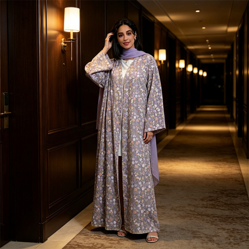 Embroidery Kebaya - عباية دبي مفتوحة مطرزة مع طقم