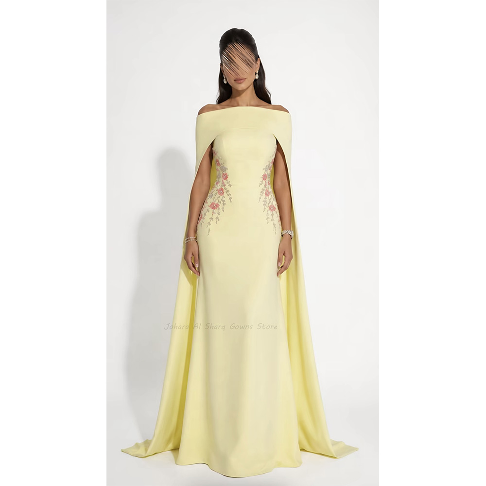 Embroidery Yellow Dress - فستان سهرة حورية البحر باللون الأصفر