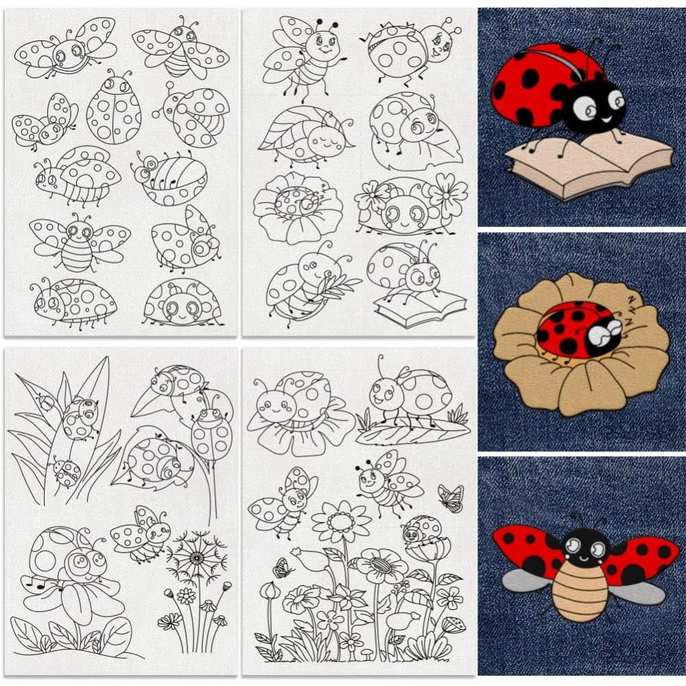 4 أوراق مقاس 11.6×8.2 بوصة، أن - مراجعة Embroidery Lady Bug وسعره