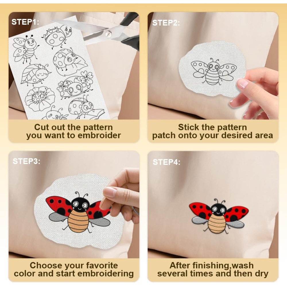 4 أوراق مقاس 11.6×8.2 بوصة، أن - مراجعة Embroidery Lady Bug وسعره