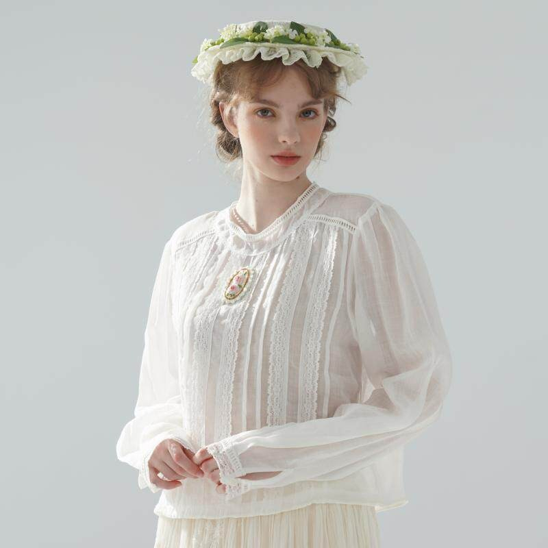 بلوزة نسائية بيضاء رقيقة من ال - مراجعة Embroidery Rose وسعره
