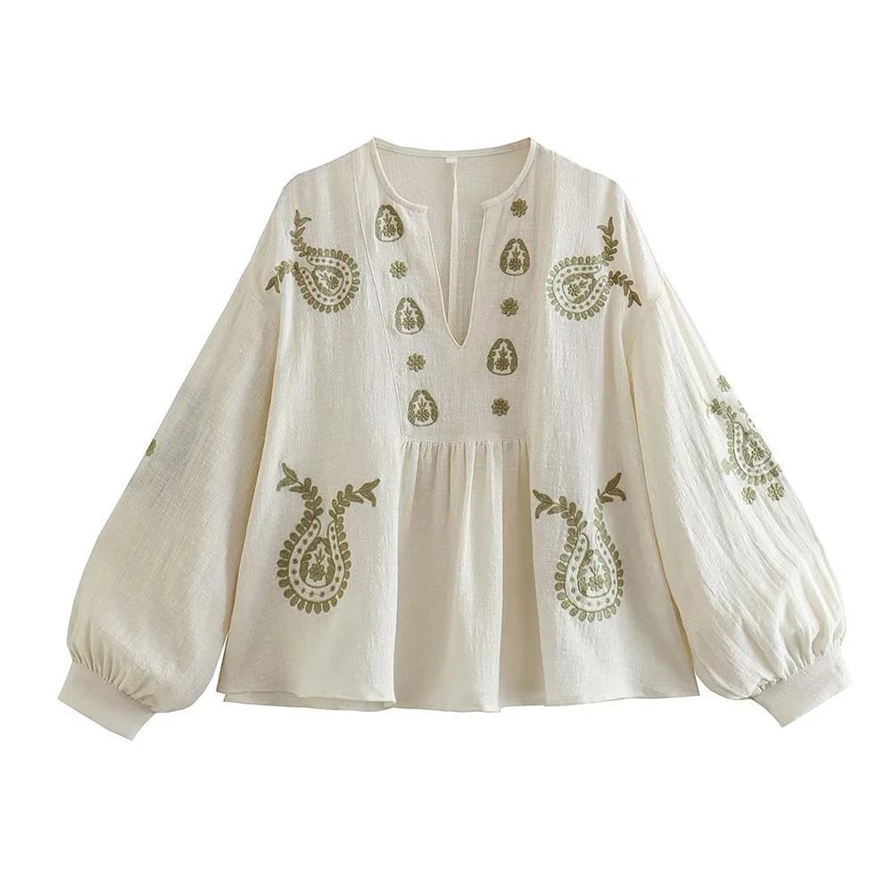 قميص نسائي جديد فضفاض من القطن - مراجعة Embroidery Cotton Shirt وسعره