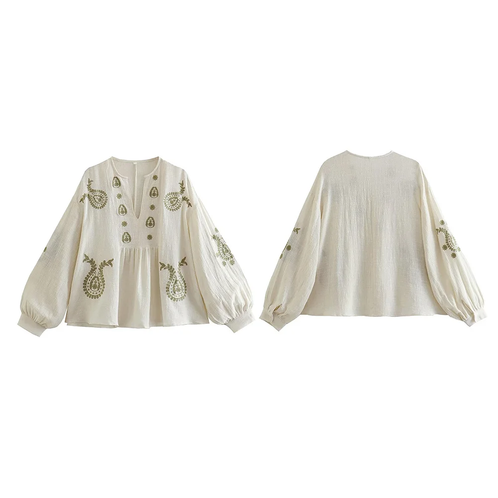 قميص نسائي جديد فضفاض من القطن - مراجعة Embroidery Cotton Shirt وسعره